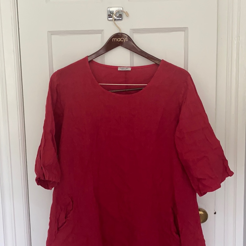Italian 100% linen tent dress with pockets